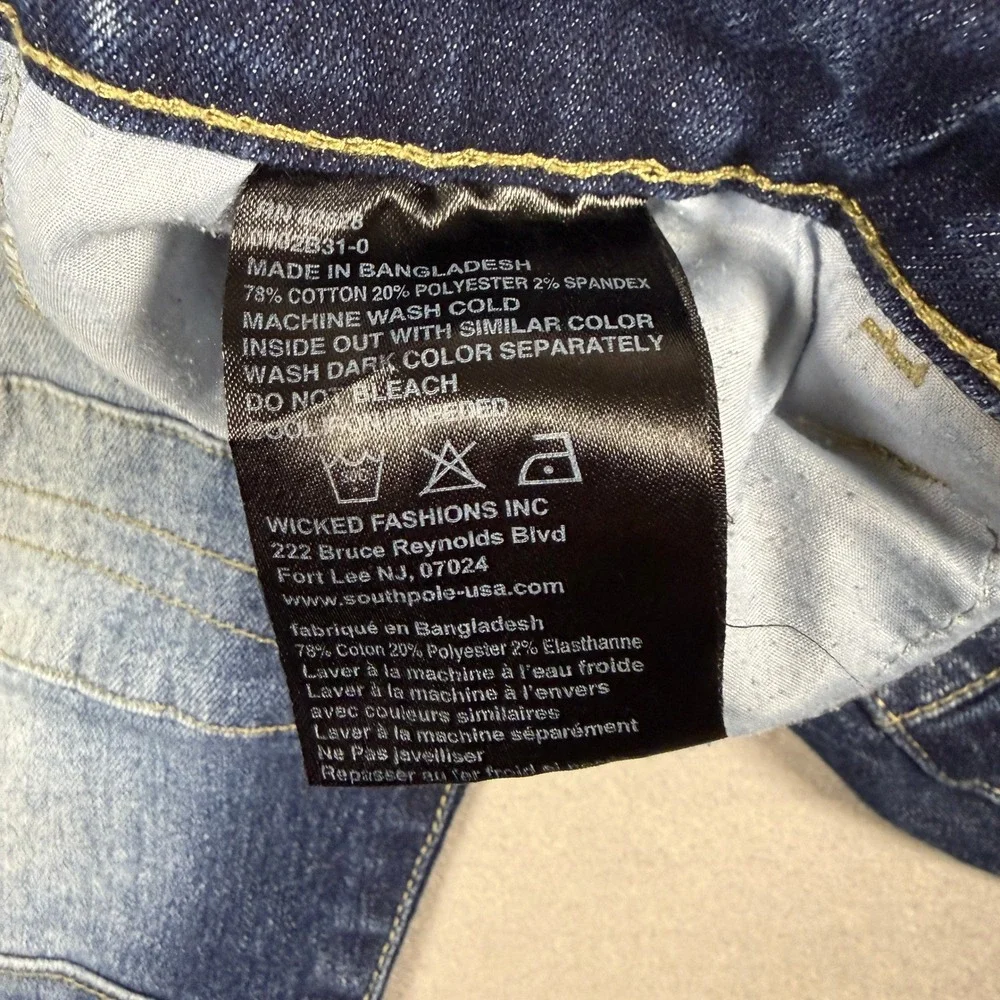 Y2K Southpole Denim Biker Shorts‎ Mens 38 Blue Slim Moto Distressed Streetwear